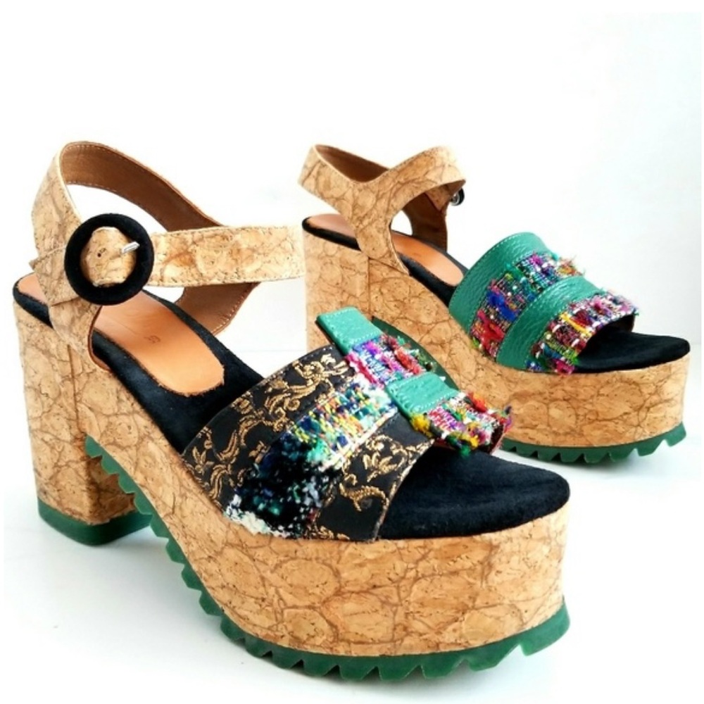 Kron By Kronkron- Kre2-18 Multi Color Block Heel … - image 1